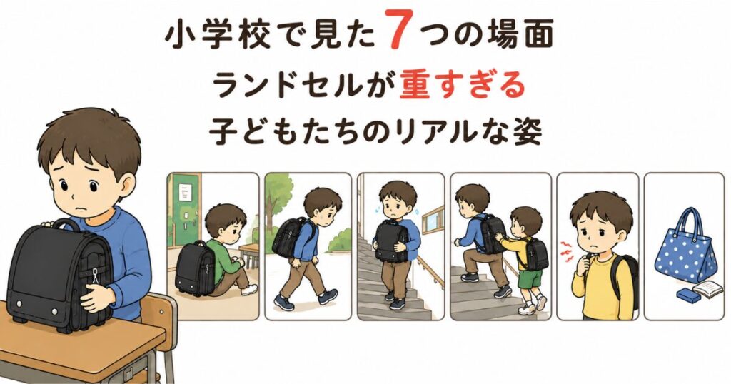 小学校で見た7つの場面のイラスト